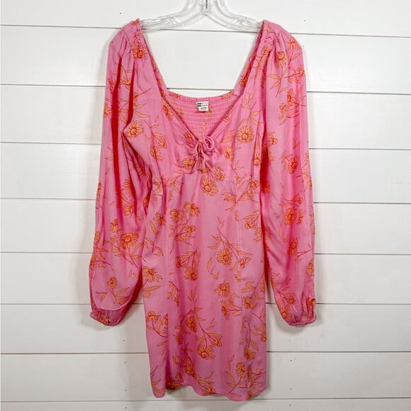 Billabong Crush On You Pink Floral Crinkle Mini Dress EUC Small - Picture 3 of 12